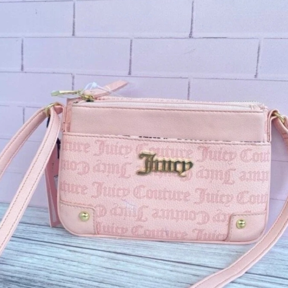 Juicy Couture Pink Macroon Logo Pullout Pouch Crossbody Bag